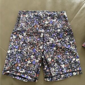 lululemon athletica Black Multicolor Floral Bike Shorts